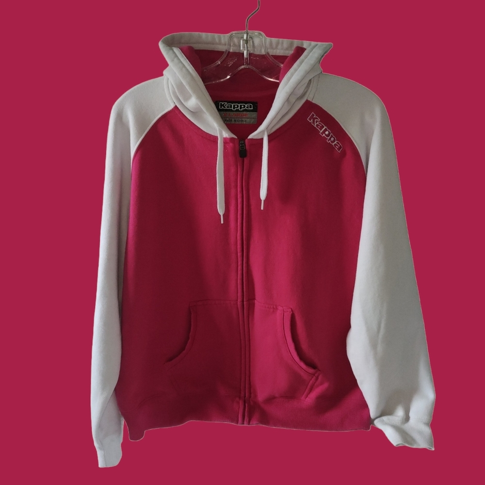 Kappa pink & white zip hoodie | Size XL